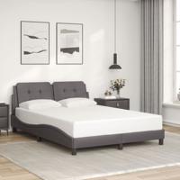 Bedframe met hoofdbord kunstleer grijs 140x200 cm