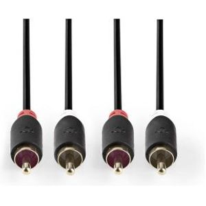 Stereo audiokabel | 2x RCA male - 2x RCA male | 5,0 m | Antraciet