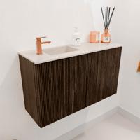 Toiletmeubel Mondiaz Joya Dlux | 70 cm | Meubelkleur Walnut | Faye wastafel Meli Wasbak Links | 1 kraangat