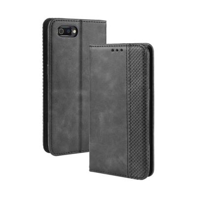 Magnetische Buckle retro Crazy Horse textuur horizontale Flip lederen case voor OPPO Realme C2/A1K met houder & kaartsleuven & fotolijstjes (zwart)