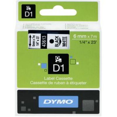 Dymo Tape D1 6mm x 7m Black/White