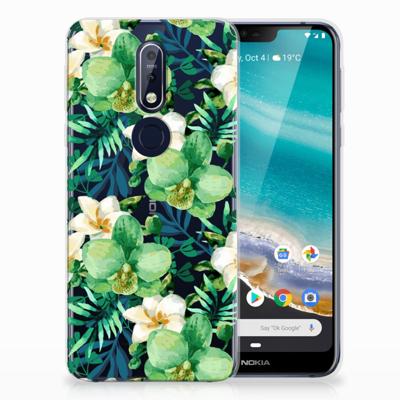 Nokia 7.1 | TPU Case | Orchidee Groen Nokia 7.1 | TPU Case | Orchidee Groen