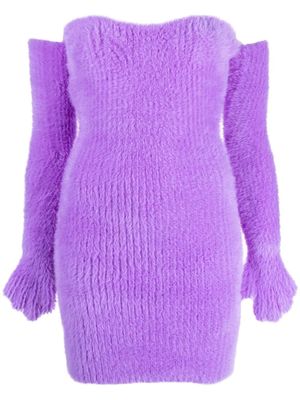 Off-White robe courte Fuzzy Gloves à épaules dénudées - Violet