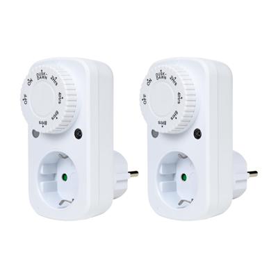Tijdschakelaar - 2x - met dag/nacht sensor - afteltimer 2-8 uur - 3600W