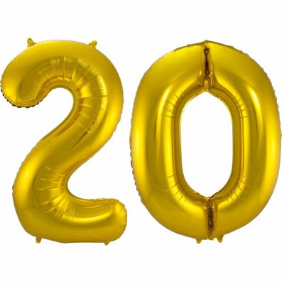 Folat Folie ballonnen - 20 jaar cijfer - goud - 86 cm - leeftijd feestartikelen - versiering