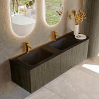 Badmeubel Mondiaz Kurve | 155 cm cm | Meubelkleur Shadow | Wastafelkleur Urban | Solid surface | Dubbel / Links spoelbak | 2 kraangaten