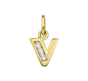 TFT Bedel Letter V Zirkonia Goud