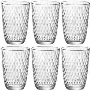 Bormioli Rocco Drinkglazen - 6x stuks - transparant - glas - relief - 390 ml - waterglazen