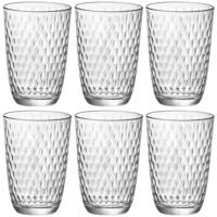 Bormioli Rocco Drinkglazen - 6x stuks - transparant - glas - relief - 390 ml - waterglazen