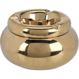 Storm Asbak Marbella - Kunststeen - D11 x H6 cm - metallic goud - voor binnen/balkon/serre