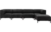 Goossens Excellent Bank Marshall Met Hocker zwart, leer, 2 x 1,5-zits, urban industrieel
