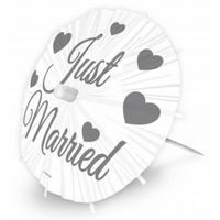 8x stuks Just Married parasol prikkers 20 cm - thumbnail
