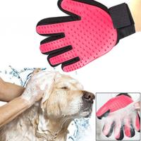 Rechterhand vijf vinger desheding borstel handschoen huisdier zachte efficiënte massage grooming (roze)