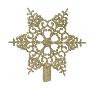 1x Gouden glitter open ster kerstboom piek kunststof 20,5 cm