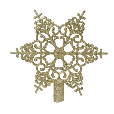 1x Gouden glitter open ster kerstboom piek kunststof 20,5 cm 1x Gouden glitter open ster kerstboom piek kunststof 20,5 cm