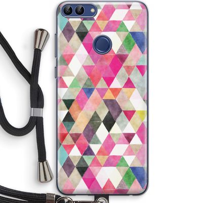Gekleurde driehoekjes: Huawei P Smart (2018) Transparant Hoesje met koord