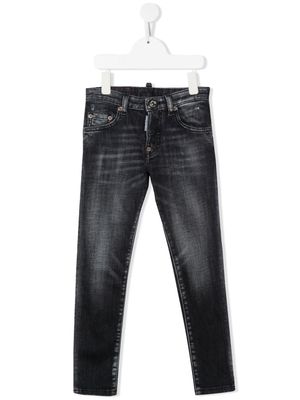 DSQUARED2 KIDS jean skinny à effet délavé - Noir