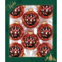 Krebs kerstballen - 8x - gepolijst koper kleur - D7 cm - glas - kerstversiering
