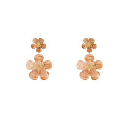 Day&Eve Oorbellen Double Flower Tortoise | Goud