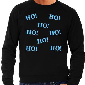 Foute Kersttrui/sweater voor heren - hohohohoho - zwart - glitter blauw - Kerstfeest