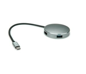 ROLINE 14.02.5036 interface hub USB 3.2 Gen 1 (3.1 Gen 1) Type-C 5000 Mbit/s Zwart, Roestvrijstaal