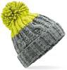 Beechfield CB437 Apres Beanie - Light Grey/Citron - One Size