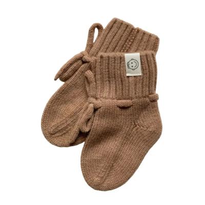 Merino wollen babyslofjes booties walnut