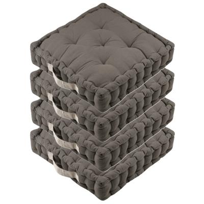 Stof Textile Vloerkussen DUO - 4x - taupe - katoen - 45 x 45 x 10 cm - vierkant - Extra dik