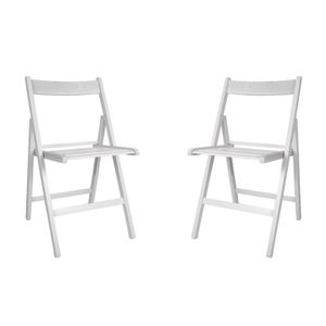 Set van 6x stuks witte houten klapstoelen voor binnen en buiten