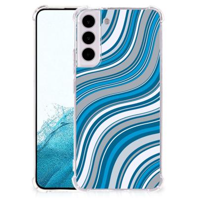 Samsung Galaxy S22 Plus Doorzichtige Silicone Hoesje Waves Blue Samsung Galaxy S22 Plus Doorzichtige Silicone Hoesje Waves Blue
