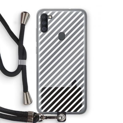 Strepen zwart-wit: Samsung Galaxy A11 Transparant Hoesje met koord