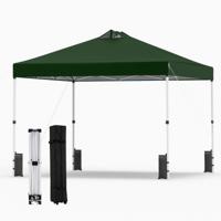 Pop-up Paviljoentent van 3 x 3 m Partytent met Stevig Frame en Zilverkleurig Dak Draagbaar Paviljoen met 4 Zandzakken Haringen en Touwen Opvouwbaar Paviljoen met Roltas-Groen