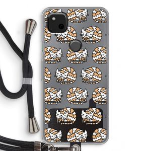 Slapende poes: Pixel 4a Transparant Hoesje met koord