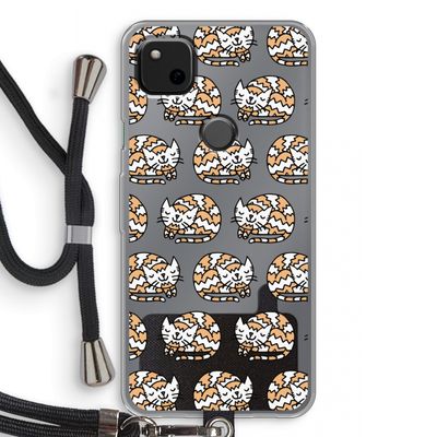 Slapende poes: Pixel 4a Transparant Hoesje met koord