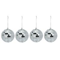 Disco kerstbal - 4x - zilver - D9 cm - glas/foam - discobal/discobol - kerstversiering