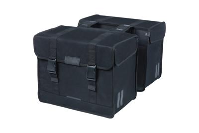 Basil kavan eco classic dubbele fietstas - duurzaam organisch canvas - zwart - 68l