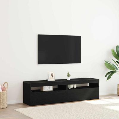 TV-kast 2 pcs Zwart 75 x 35 x 40 cm Bewerkt hout