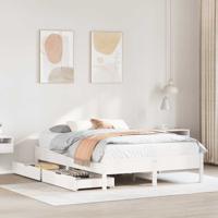 Bedframe zonder matras massief grenenhout wit 135x190 cm