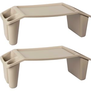 Dienblad/schoottafel - 2x - beige - kunststof - 60 x 31 x 20 cm