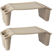 Dienblad/schoottafel - 2x - beige - kunststof - 60 x 31 x 20 cm