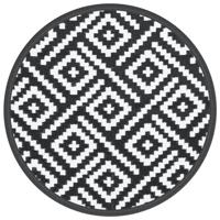 vidaXL Buitenkleed Ø160 cm polypropeen wit en zwart - thumbnail