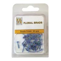 Nellie's Choice • floral glitter brads 3mm. 40stuks/pkg sapphire