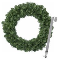 Kerstkrans 35 cm - groen - met zilveren hanger/ophanghaak - kerstversiering - thumbnail