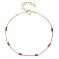 Elenza Goudkleurige Armband met Paarse Stenen in 925 Sterling Zilver