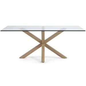 Kave Home Argo Eettafel - 200 x 100 cm - Glas / Eiken