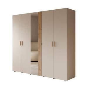 Meubella Kledingkast Bahia - Beige - 224 cm - Met spiegel