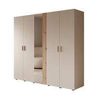 Meubella Kledingkast Bahia - Beige - 224 cm - Met spiegel - thumbnail