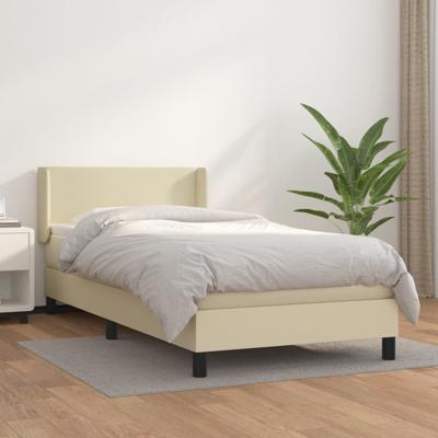 Boxspring met matras kunstleer crèmekleurig 100x200 cm