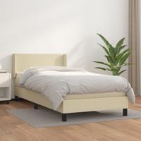 Boxspring met matras kunstleer crèmekleurig 100x200 cm
