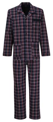 Gotzburg Doorknoop pyjama geweven blauw ruit